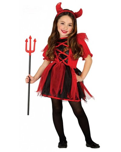 Fiestas Guirca Teufelin Kostüm für Kinder - Teufel Kostüm für Mädchen