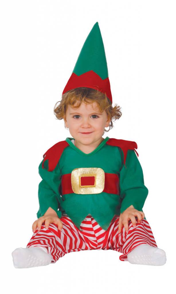 Elfen Kostüm Baby fürs Weihnachten rotweißgrün Magicoo