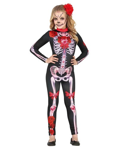 Fiestas Guirca Mexikanisches Skelett Kostüm für Mädchen - Jumpsuit