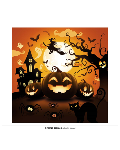Fiestas Guirca 12 Halloween Servietten mit Kürbis-Hexen-Motiv
