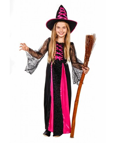 Magicoo Zauberhexe - Hexenkostüm für Kinder pink schwarz