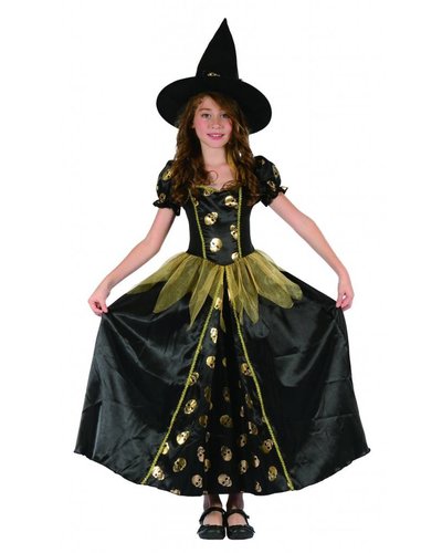 Magicoo Hexenkönigin - Hexenkostüm für Kind gold-schwarz