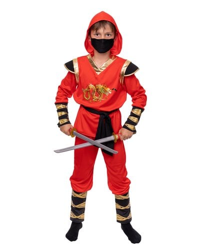 Magicoo Goldener Drache Ninja Kostüm Rot