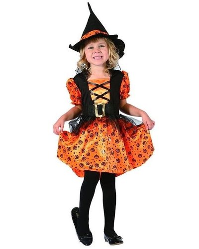 Magicoo Kürbishexe - Hexenkostüm Kleinkinder Größe 92-104 orange-schwarz