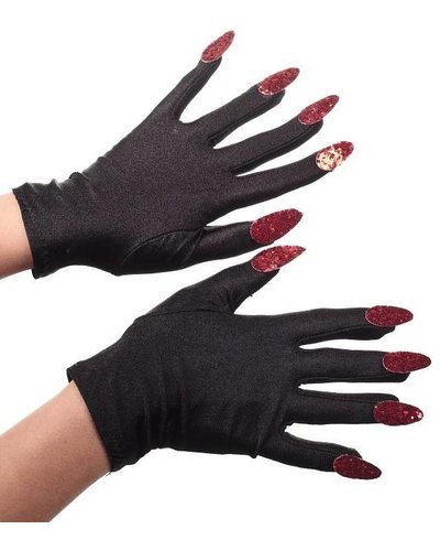 Magicoo Teufel / Vampir Handschuhe schwarz mit Nägeln