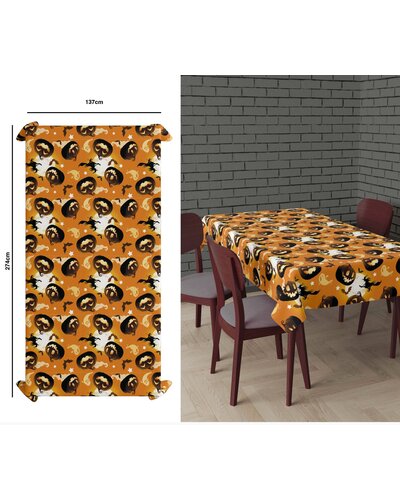 Fiestas Guirca Halloween Tischdecke orange mit Kürbissen  137x 274