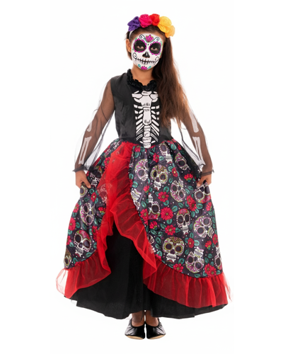 Magicoo Mexikanisches Skelett Mädchen Kostüm La Catrina