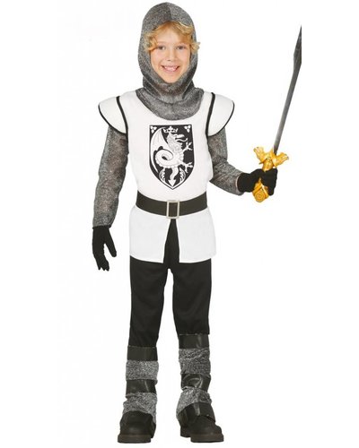 Magicoo Mittelalterliches Kostüm Ritter Jungen weiß-schwarz