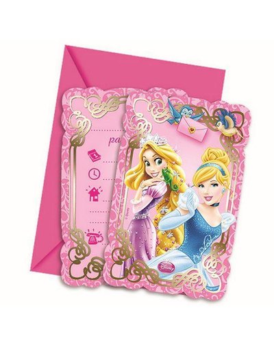 Magicoo 6 Einladungen mit Prinzessin-Motiv
