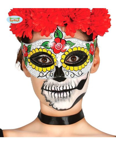 Fiestas Guirca Skelett Maske in bunten Farben