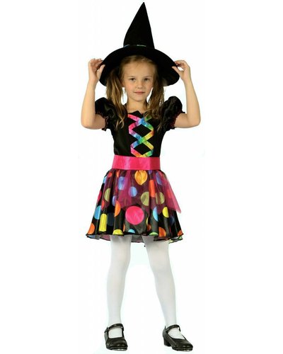 Magicoo Regenbogen Hexe  - buntes Hexen Kostüm für Mädchen
