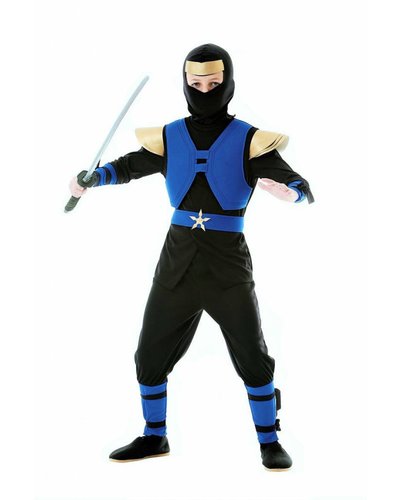 Magicoo Royal Ninjakostüm blau schwarz für Kinder