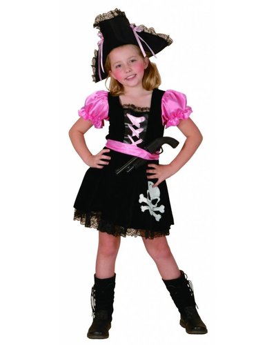 Magicoo Piratin Kostüm für Mädchen pink-schwarz-weiß