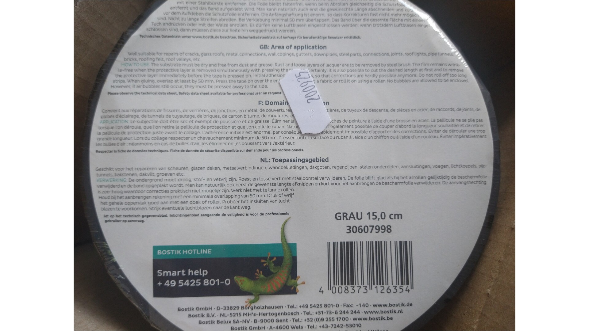 Plaklood 15cm breed, prijs per meter