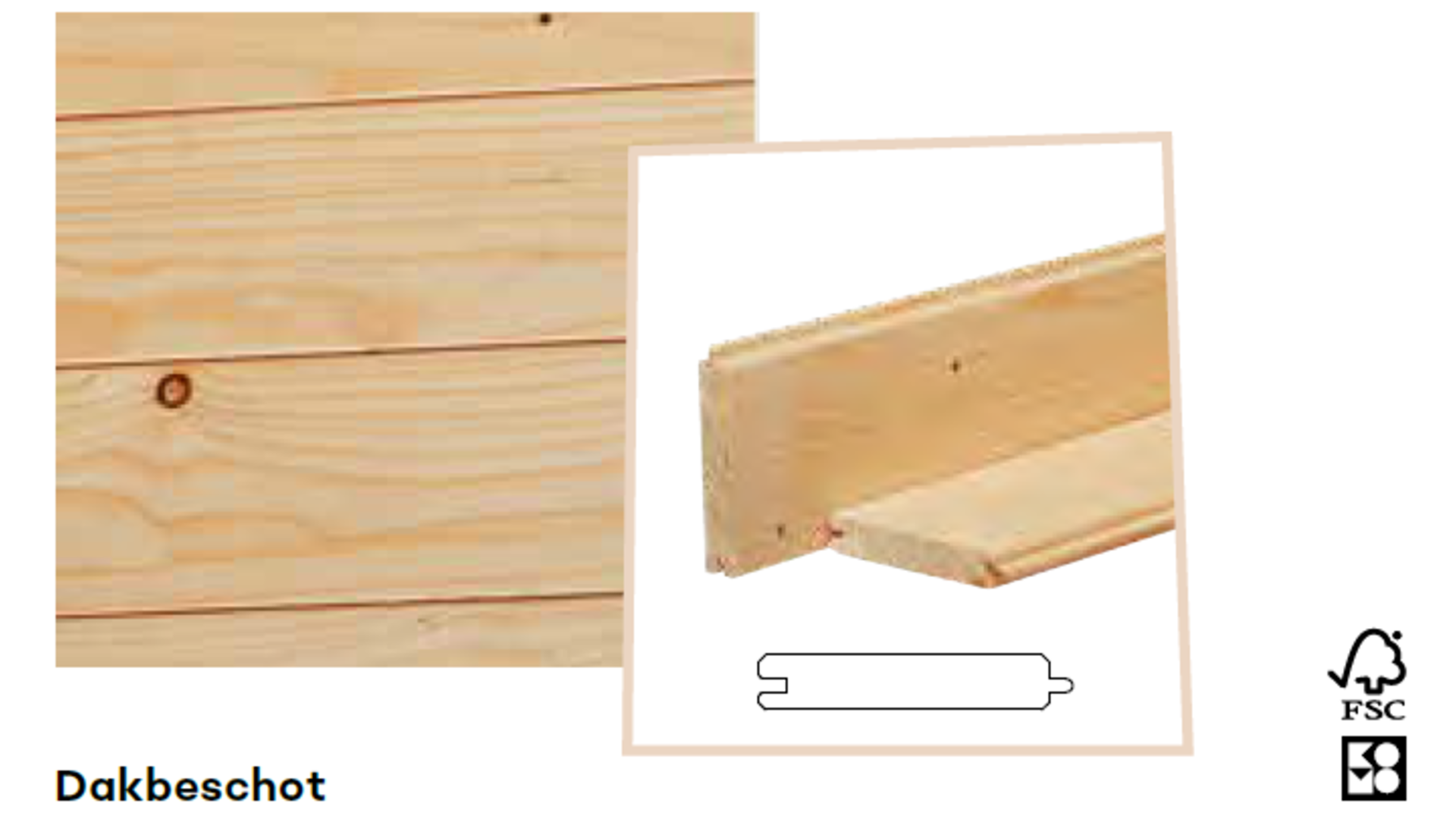 Dakbeschot Vuren onbehandeld 1.6x9.5 cm