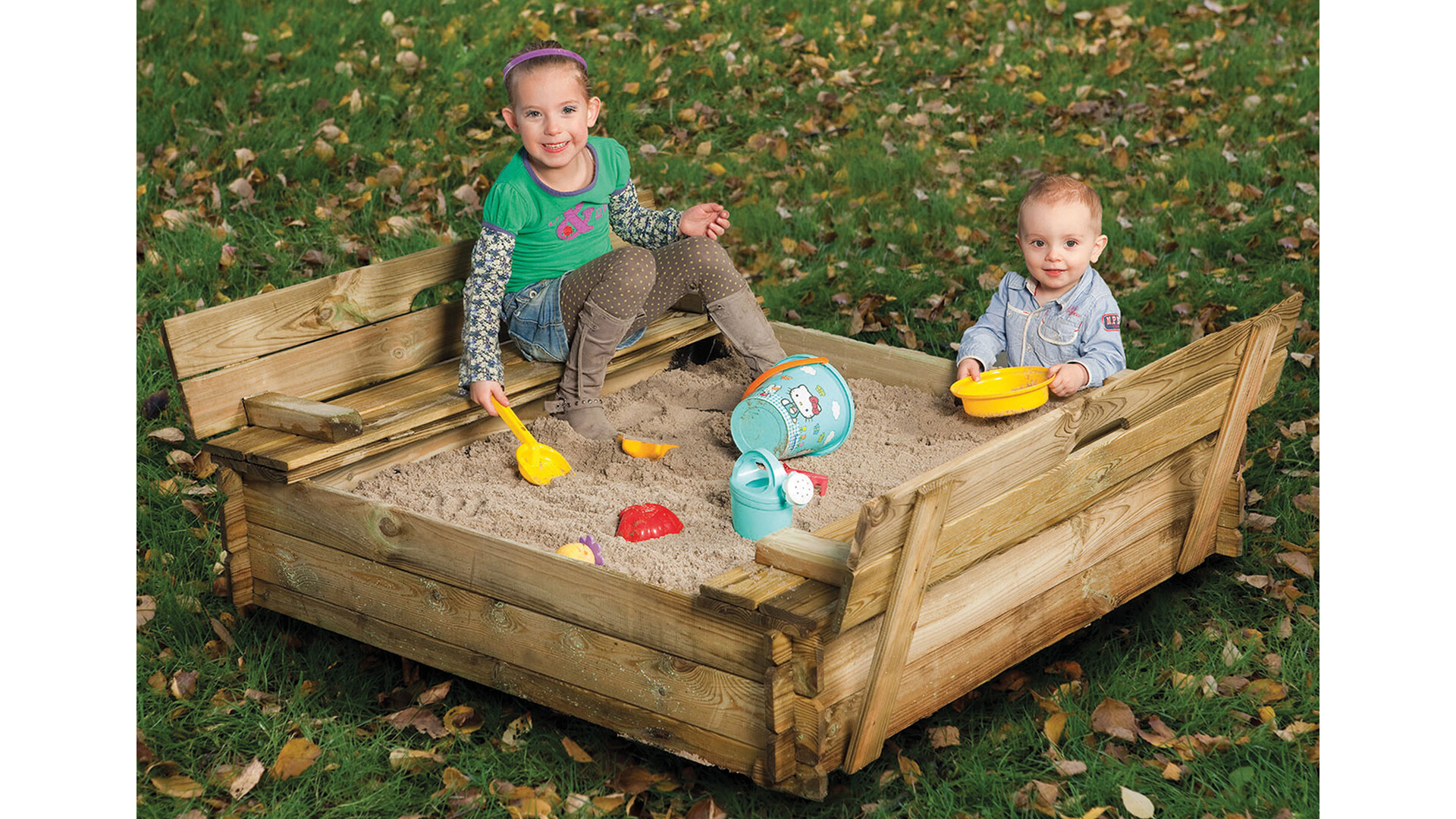 Zandbak Tom 120x120 Deksel = Bank op=op