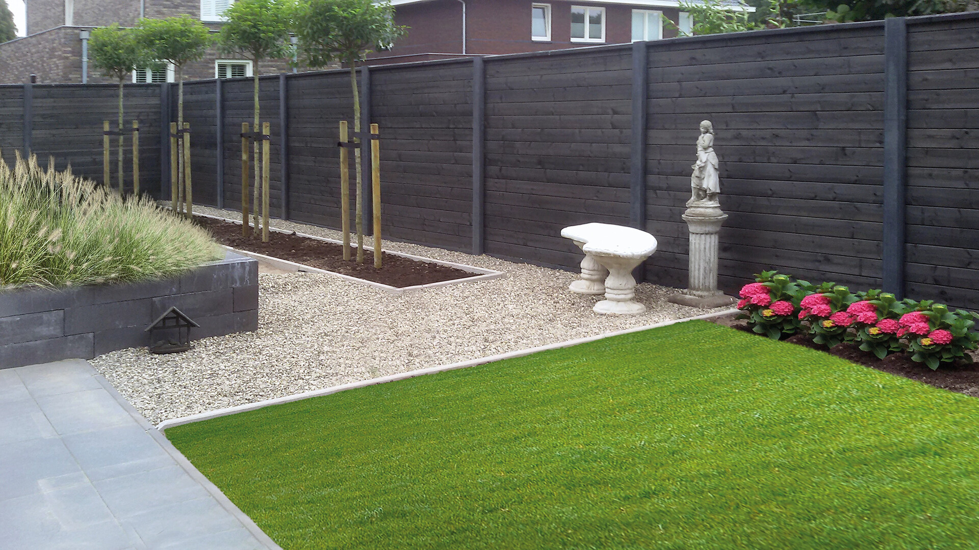 Betonpaal antraciet 270 cm 10x10cm rechte kop voor scherm sleufpaal