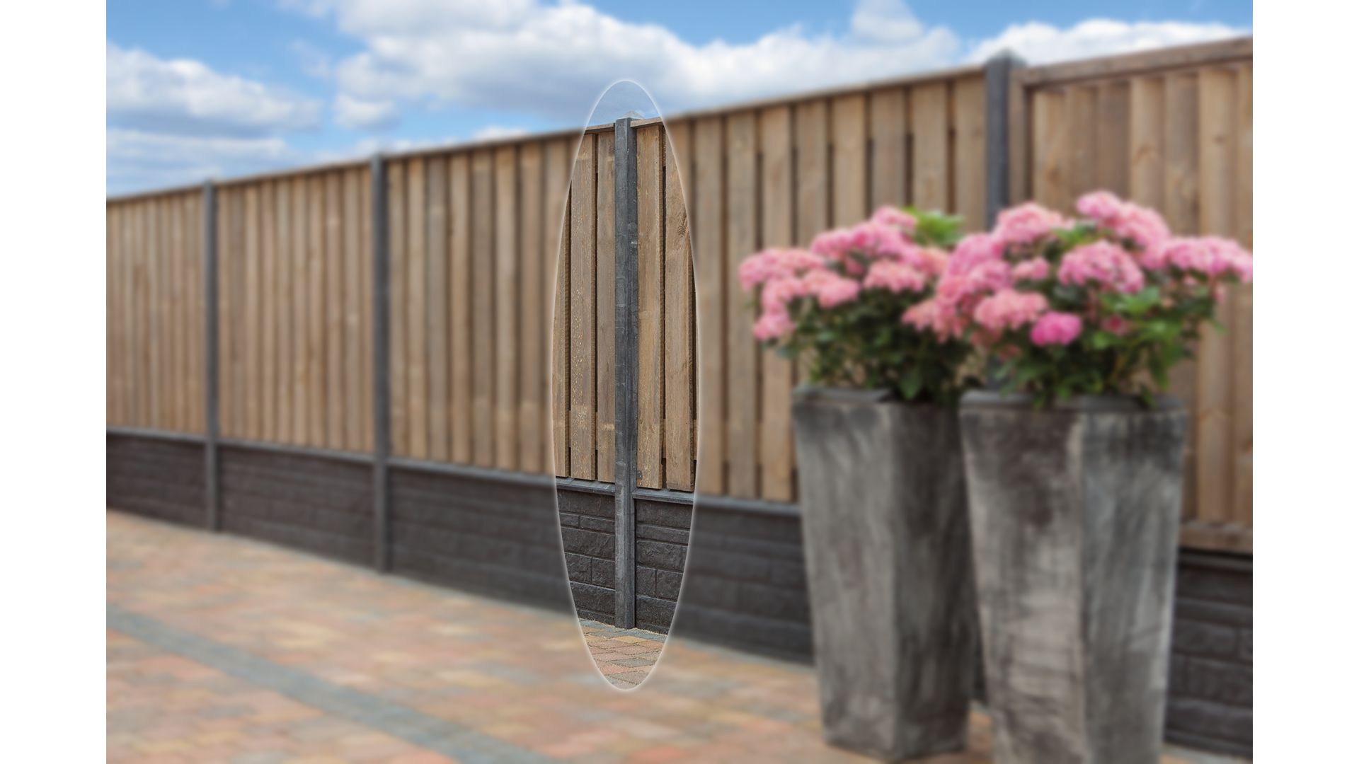 Betonpaal Antraciet 10x10x280 cm Pyramidekop voor dubbele onderplaat (72 cm)