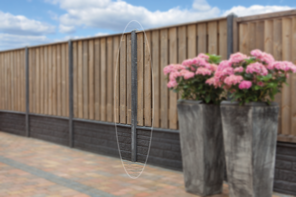 Betonpaal Antraciet 10x10x280 cm Pyramidekop voor dubbele onderplaat (72 cm)