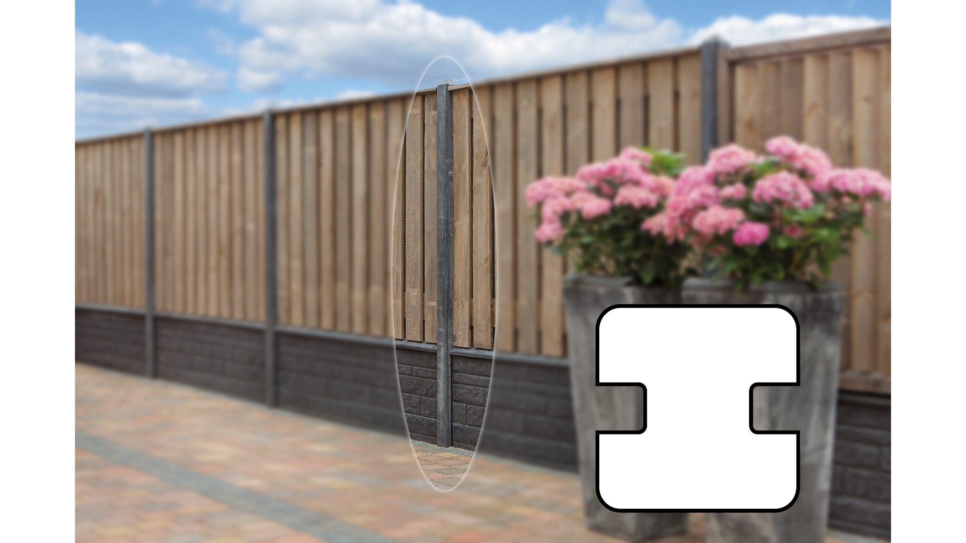 Betonpaal Antraciet 10x10x280 cm Pyramidekop voor dubbele onderplaat (72 cm)