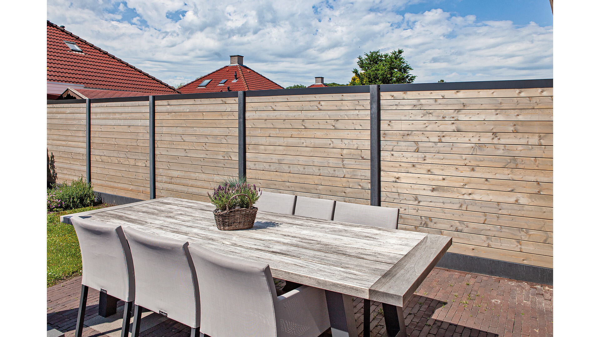 Betonpaal antraciet 280 cm 11.5x11.5cm rechte kop voor scherm sleufpaal