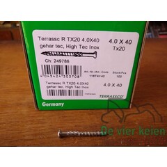 Hardhout Terrassco RVS schroef  4x40 mm 100st