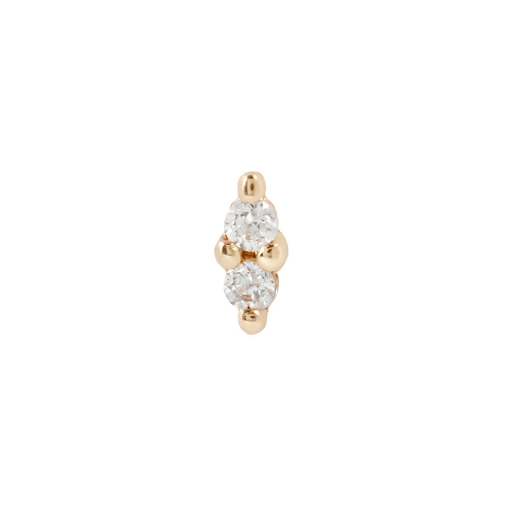 Buddha jewelry Mishka Prong 2 CZ Yellow Gold