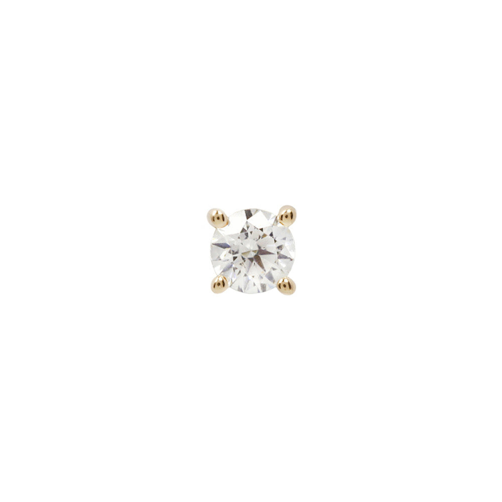 Buddha jewelry Prong gem with Swarovski CZ YELLOW gold -  2mm