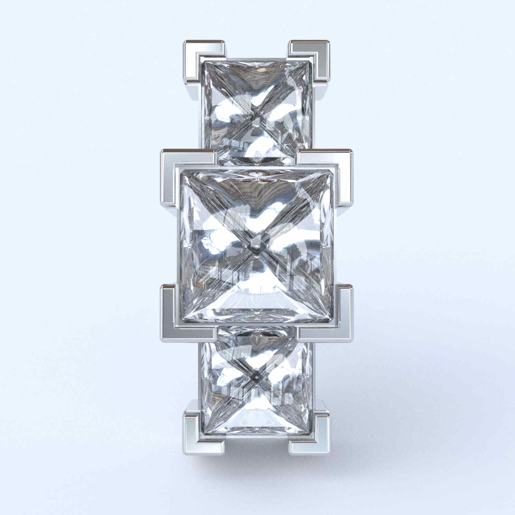 Vertical Daisy with CZ 18k yellow gold