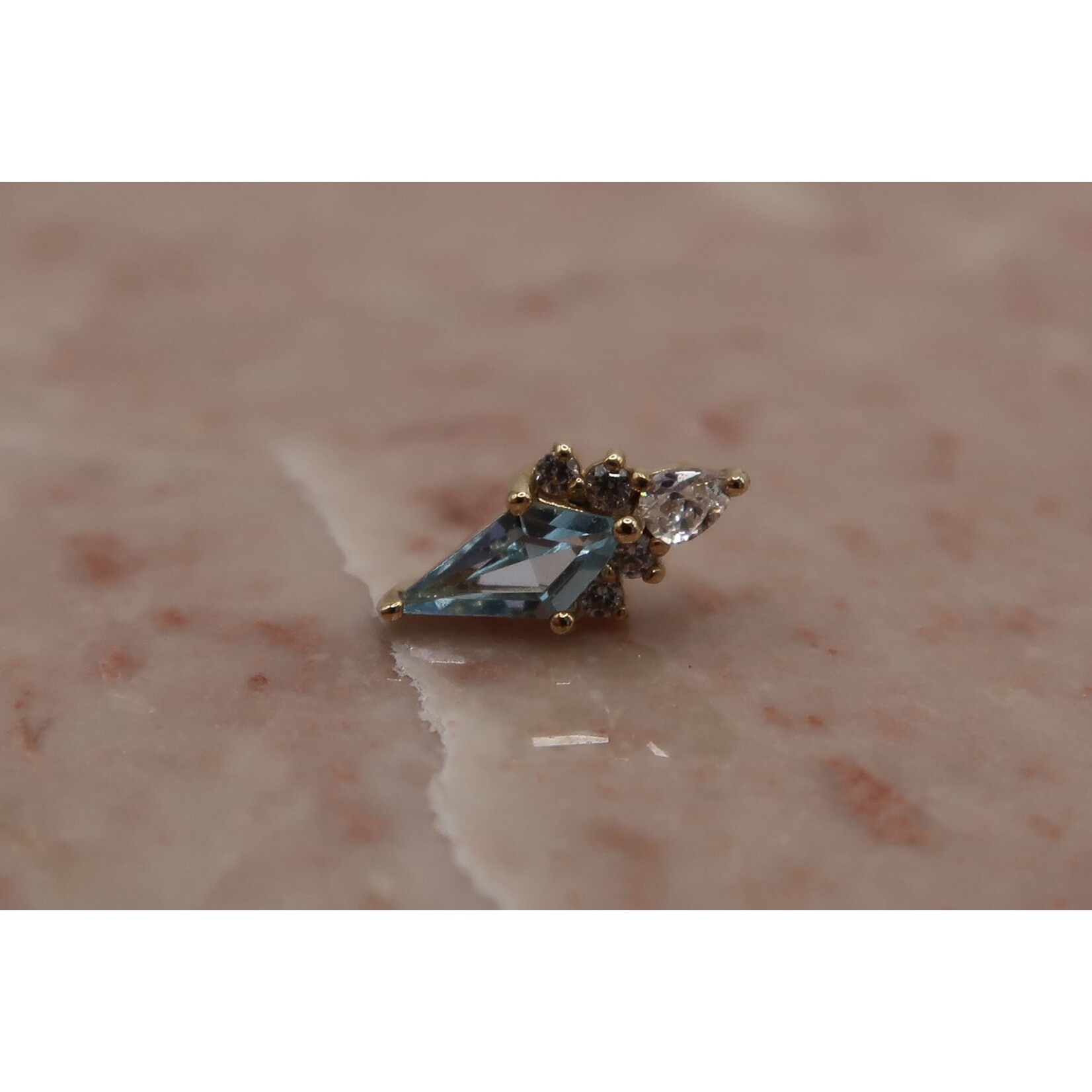 Buddha jewelry Afterglow Swiss Blue Topaz and Swarovski  cubic zirconia 14k Yellow Gold