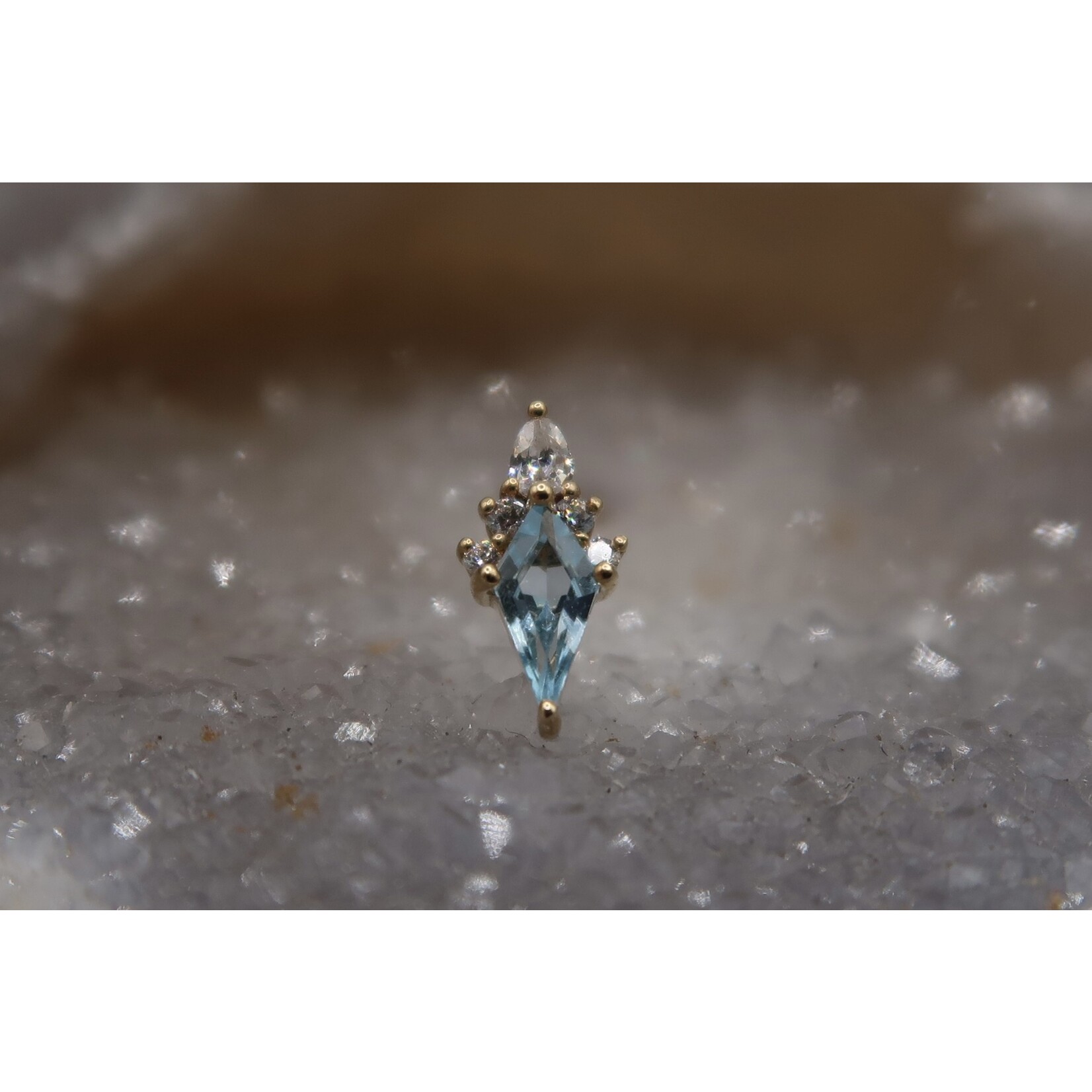 Buddha jewelry Afterglow Swiss Blue Topaz and Swarovski  cubic zirconia 14k Yellow Gold