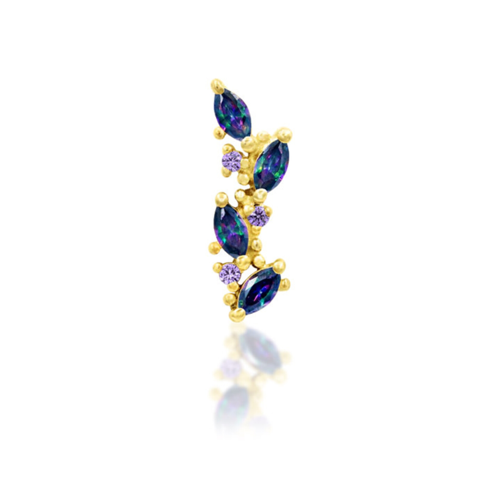 Junipurr Andreia Mystic with mystic topaz marquise and blue round cubic zirconia 14k yellow gold