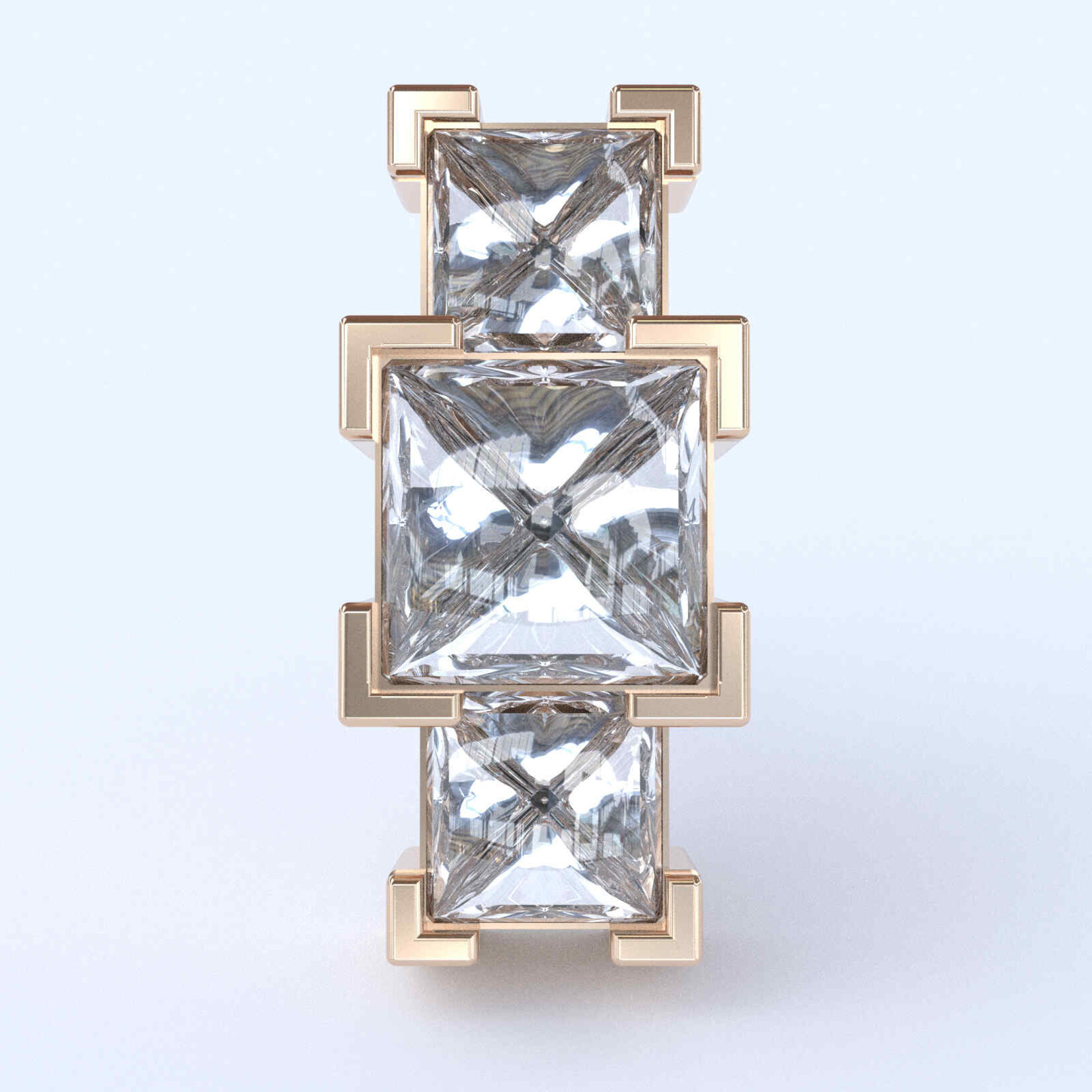 Vertical Daisy with CZ 18k yellow gold