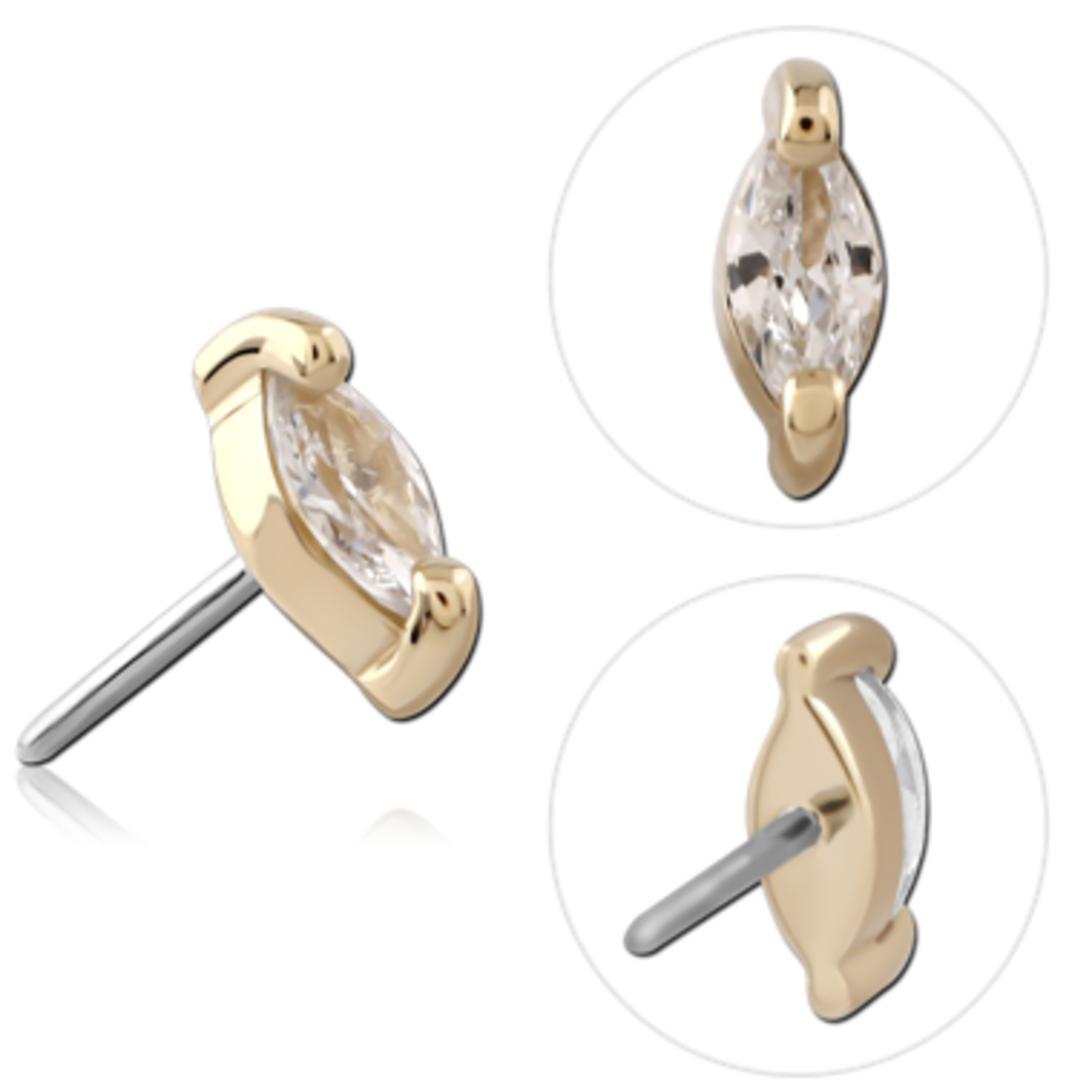 Inkorporated Marquise 4,5mm cubic zirconia 14k solid gold