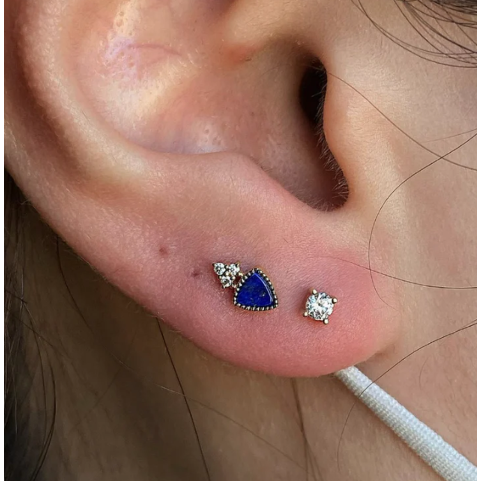 Buddha jewelry Backstage Pass with Lapis and Swarovski Cubic Zirconia 14k White Gold