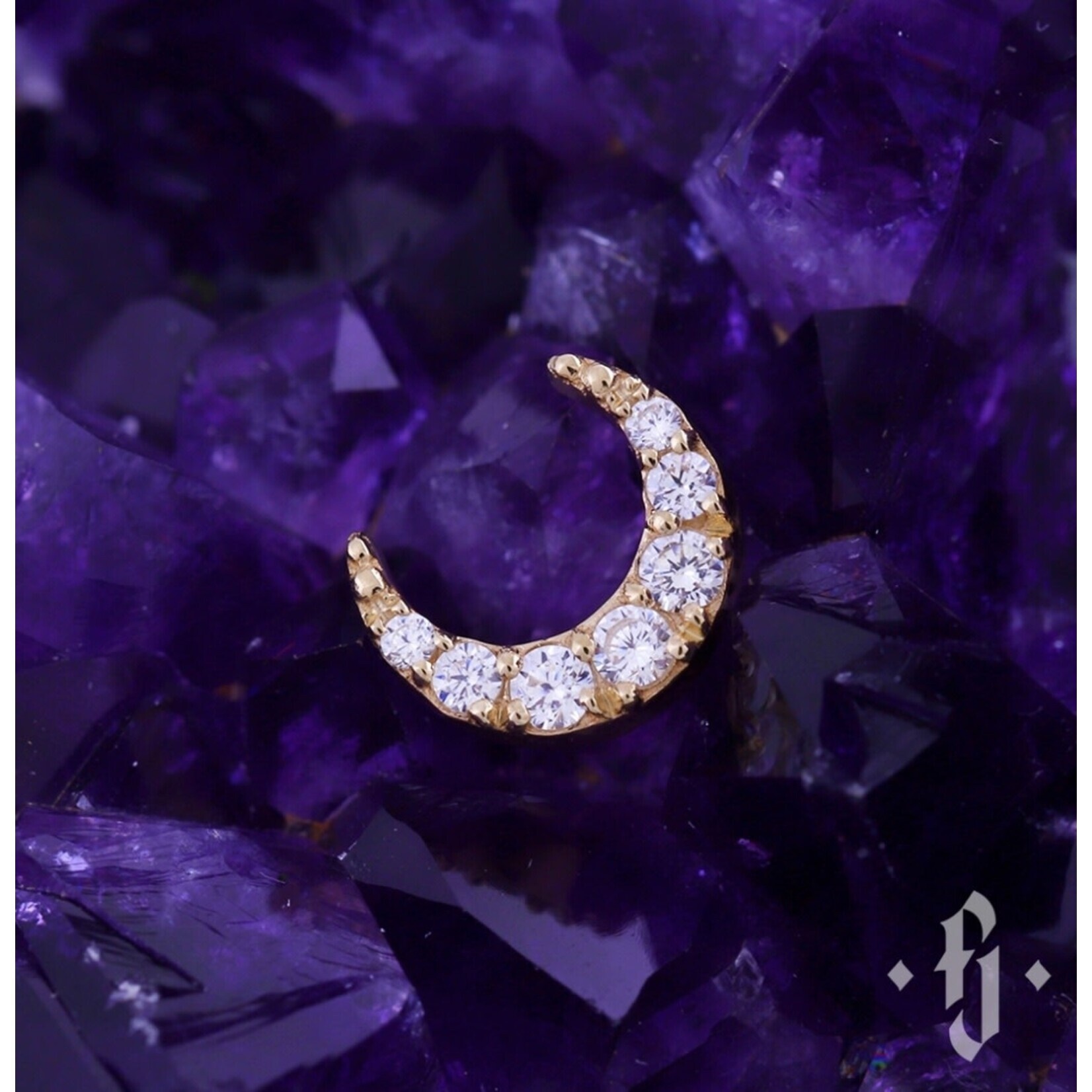 Inkorporated Shine Moon met zirkonia 14k massief goud