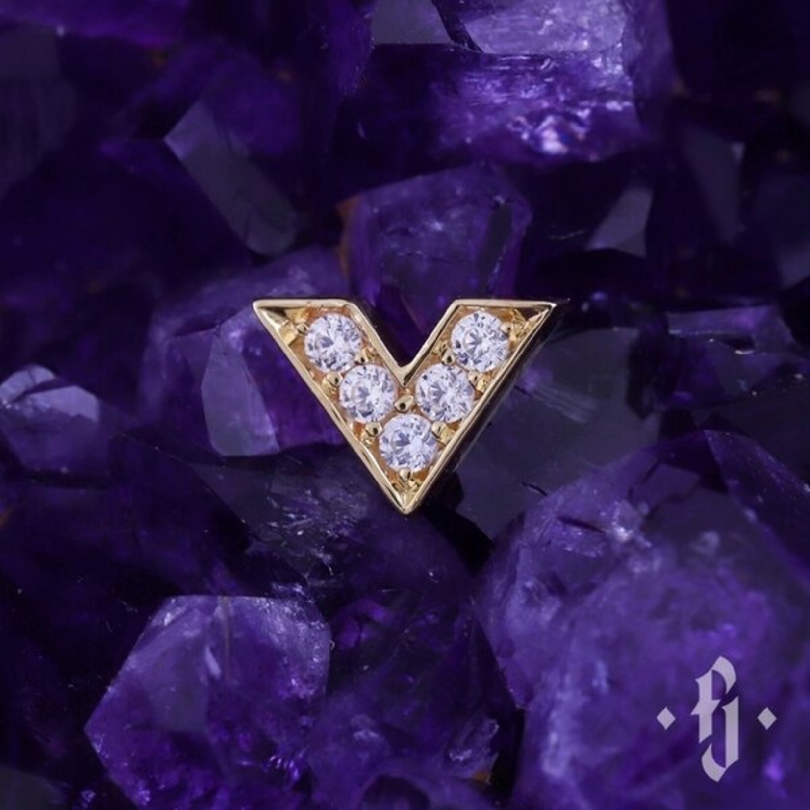 Inkorporated V Stones met zirkonia 14k massief goud