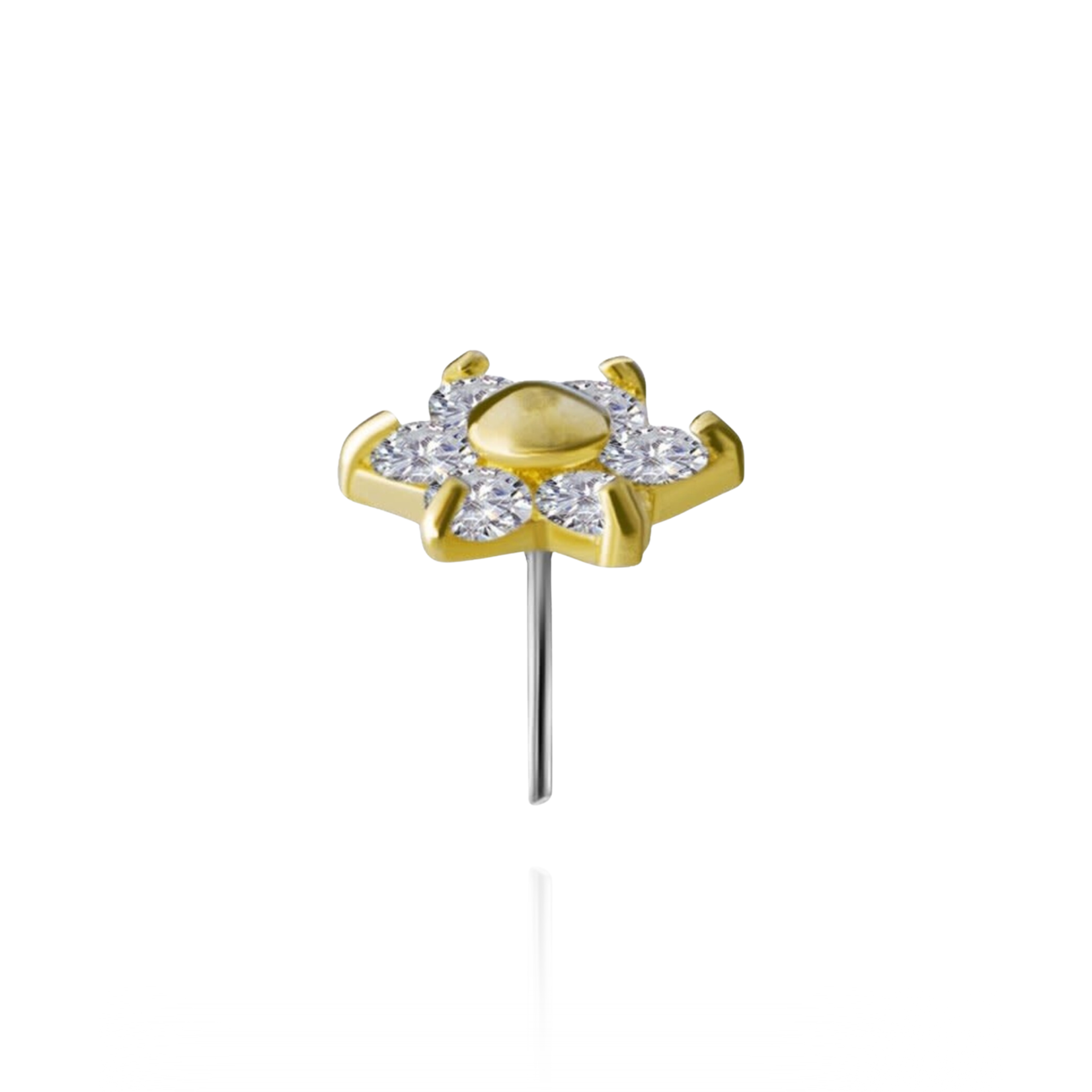 Flower met cubic zirconia 5mm 18k massief goud