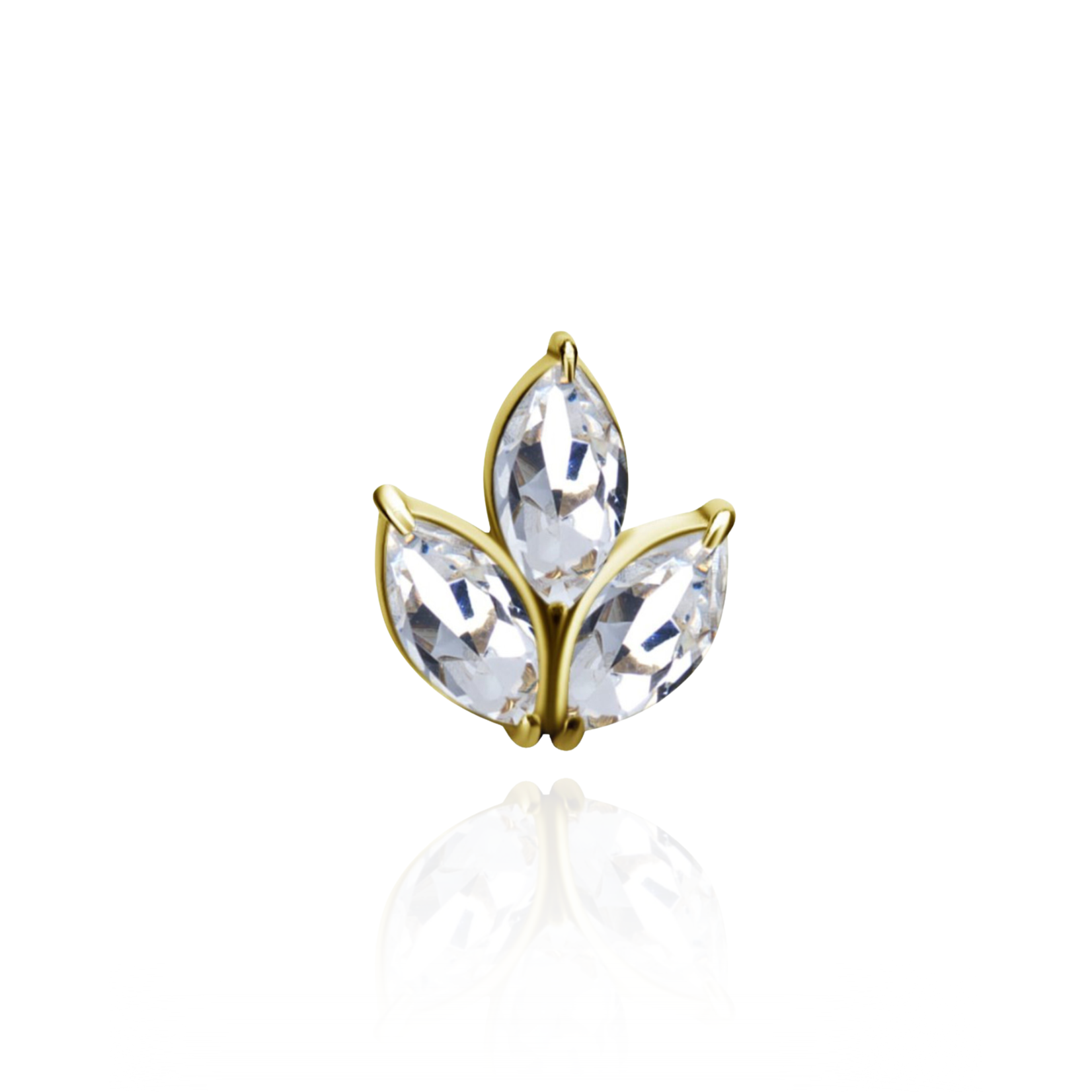 Lotus with marquise 3mm cubic zirconia 18k solid gold