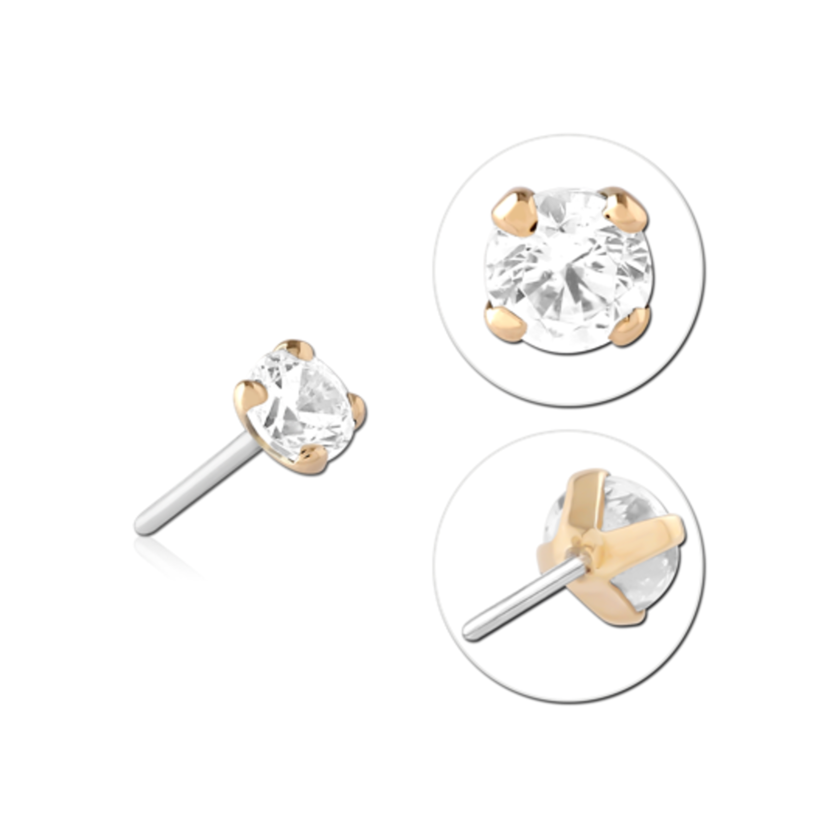 Inkorporated Prong - 4mm with cubic zirconia 14k solid gold