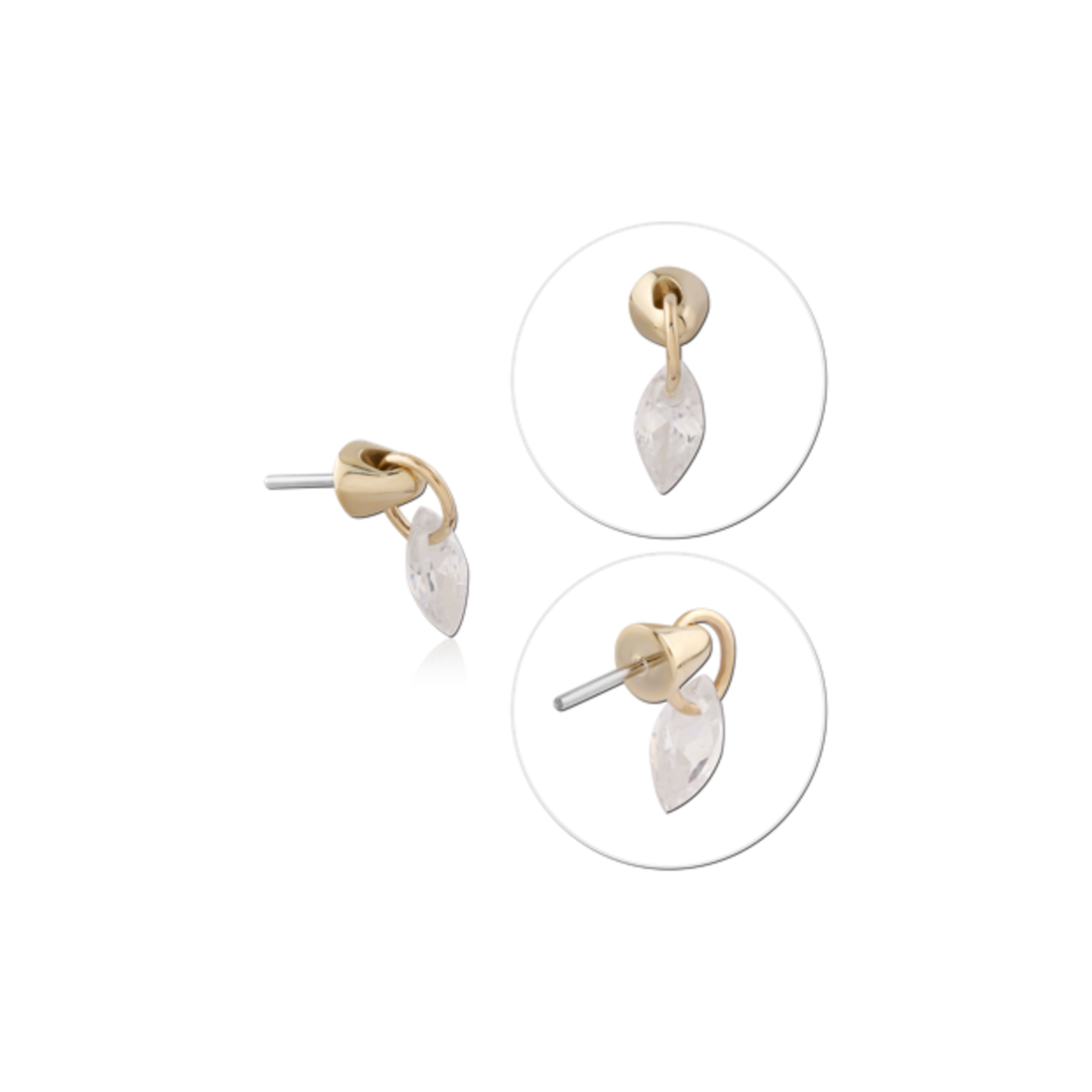 Inkorporated Dangle Marquise 2,5mm zirkonia 14k massief goud