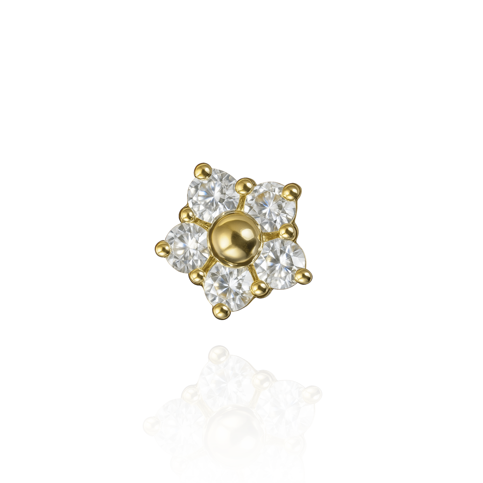 Inkorporated “Roze” met cubic zirconia 14k massief goud