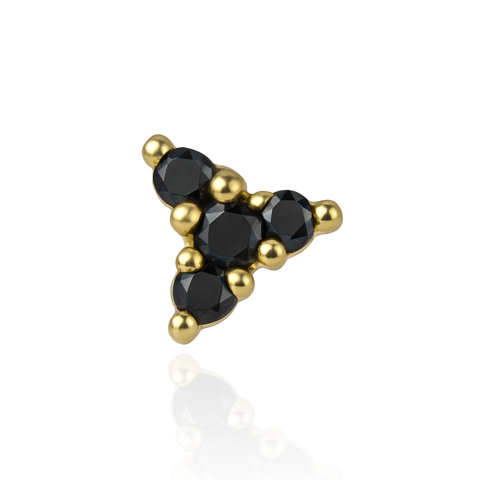 Tawapa Minerva with black cubic zircona 14k solid gold
