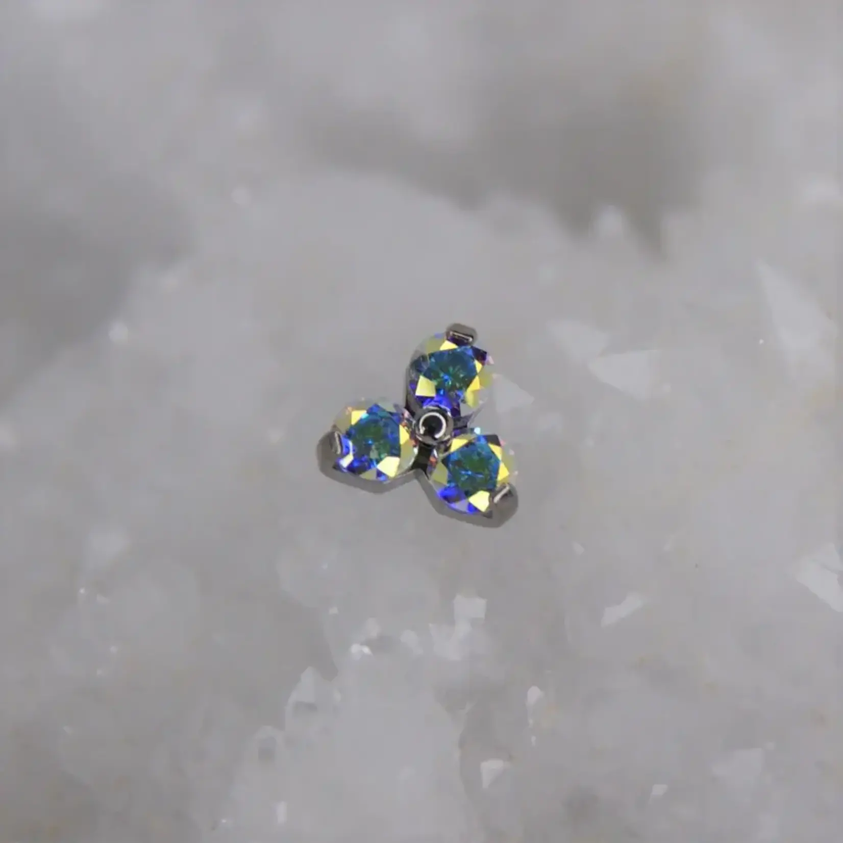 NeoMetal Trinity with 2mm Aurora Borealis cubic zirconia 18k white gold