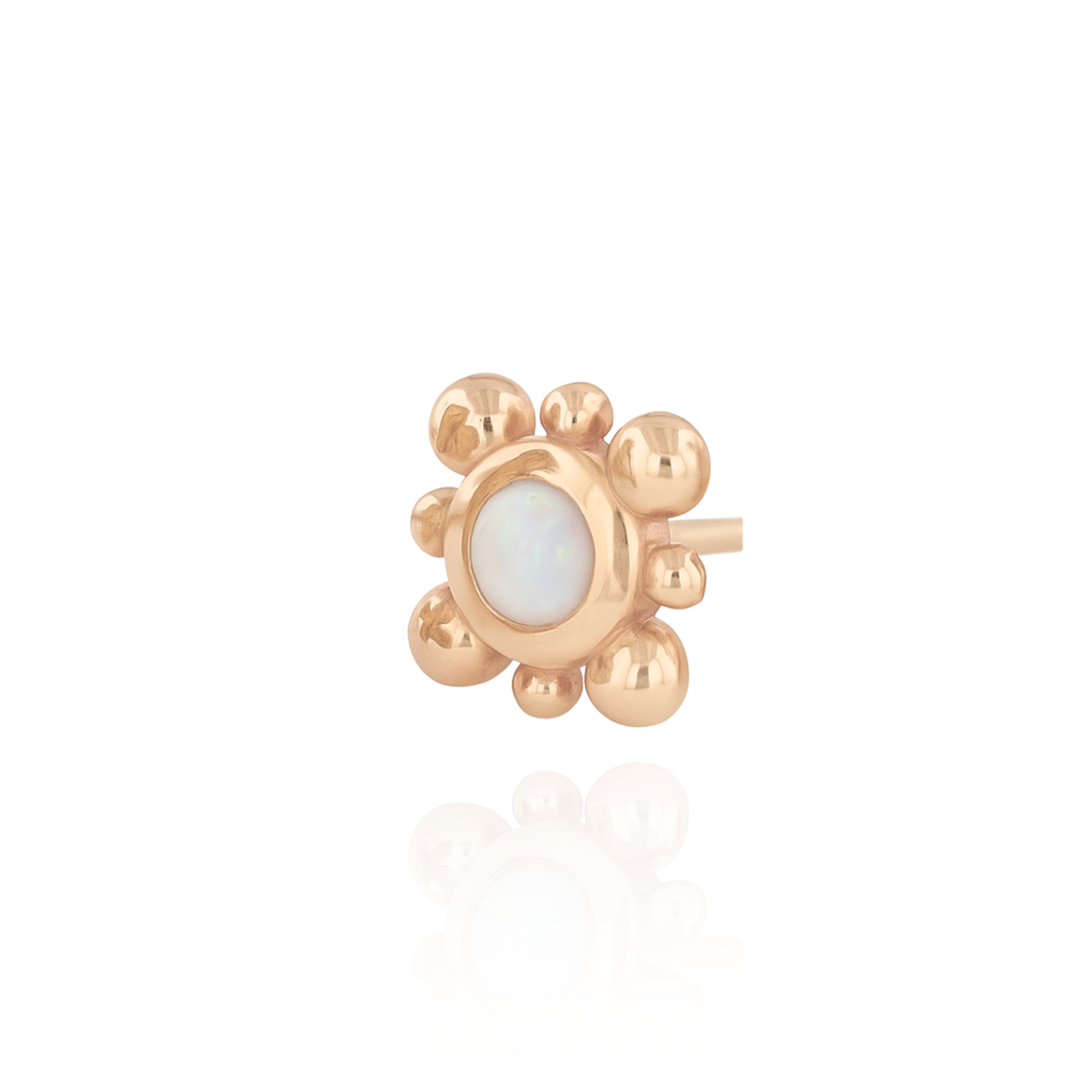 NeoMetal Bali met 3mm synthetische witte opaal 18k roségoud