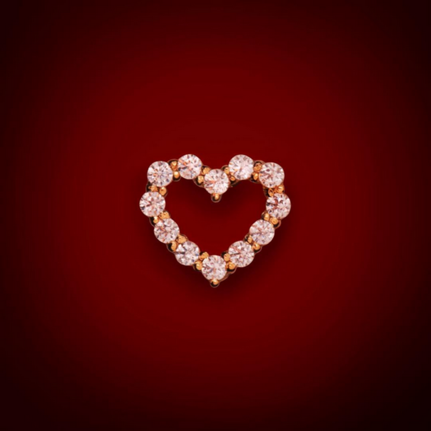 Heart with cubic zirconia 14k solid gold
