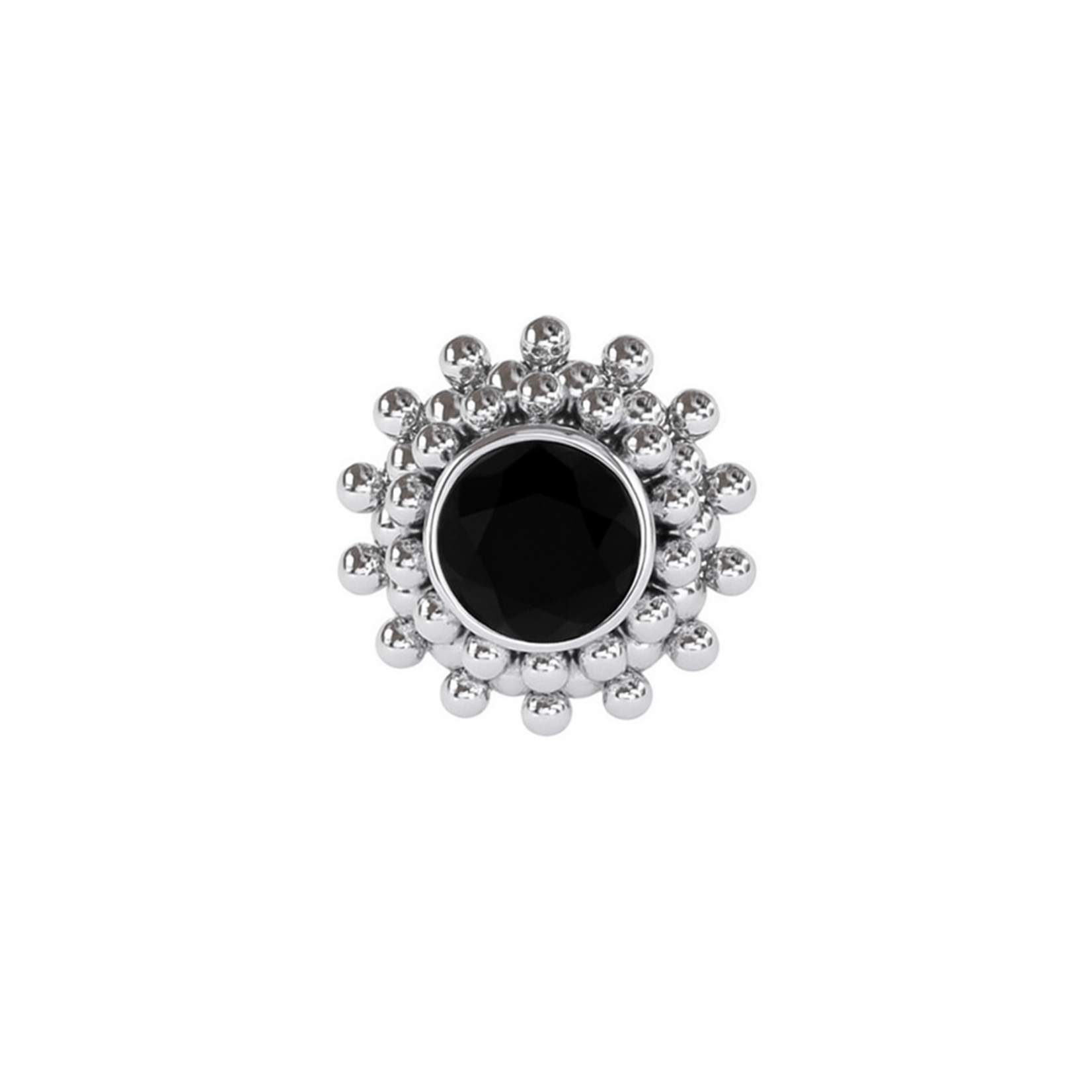 Mini sun with black zirconia 18k white gold