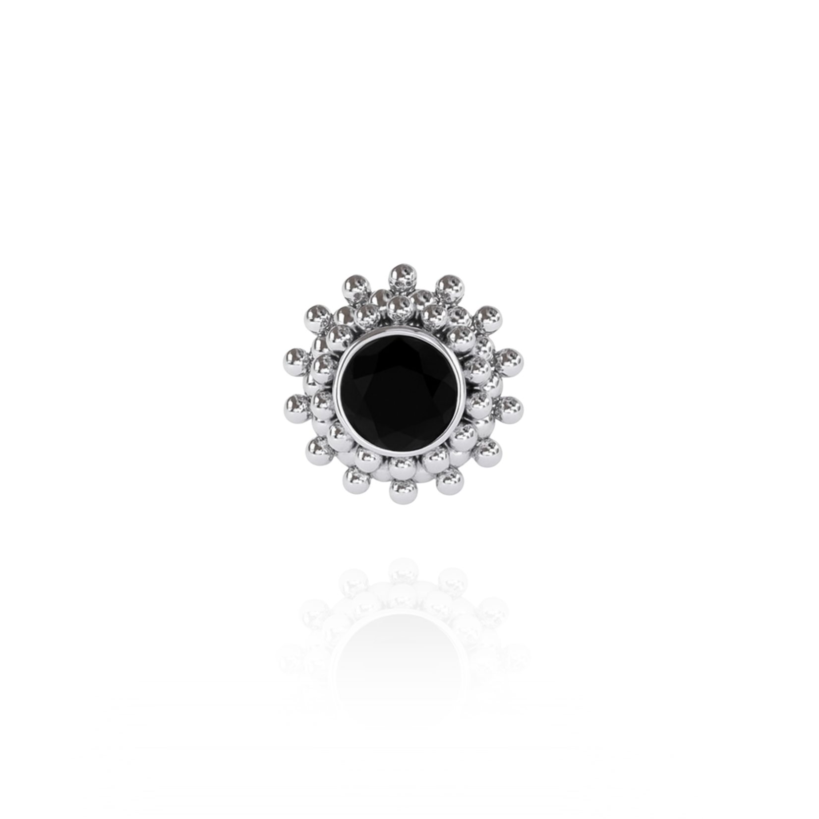 Mini sun with black zirconia 18k white gold