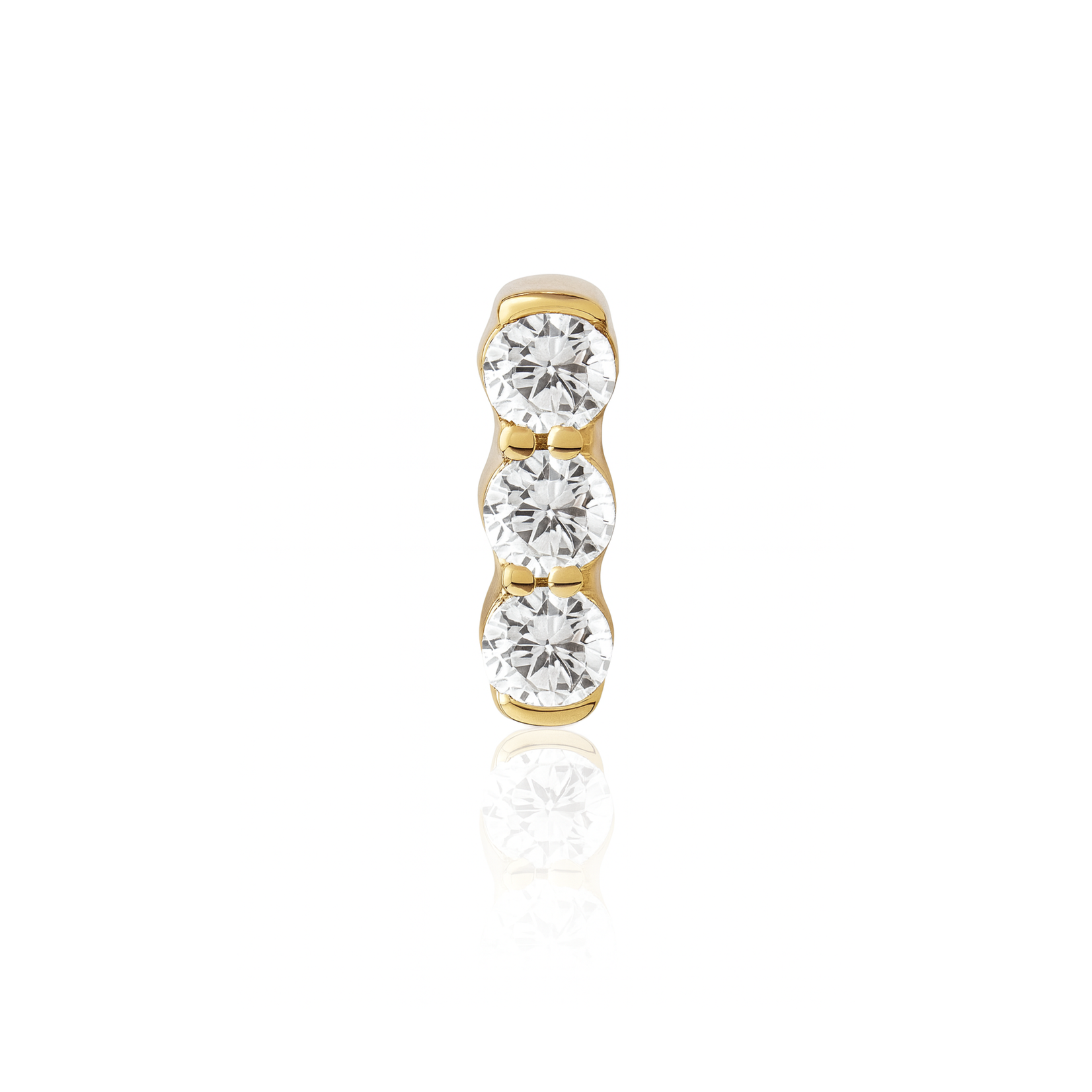 Inkorporated 3-bead bezel setting  with 1,5mm cubic zirconia  internally threaded 14k solid gold