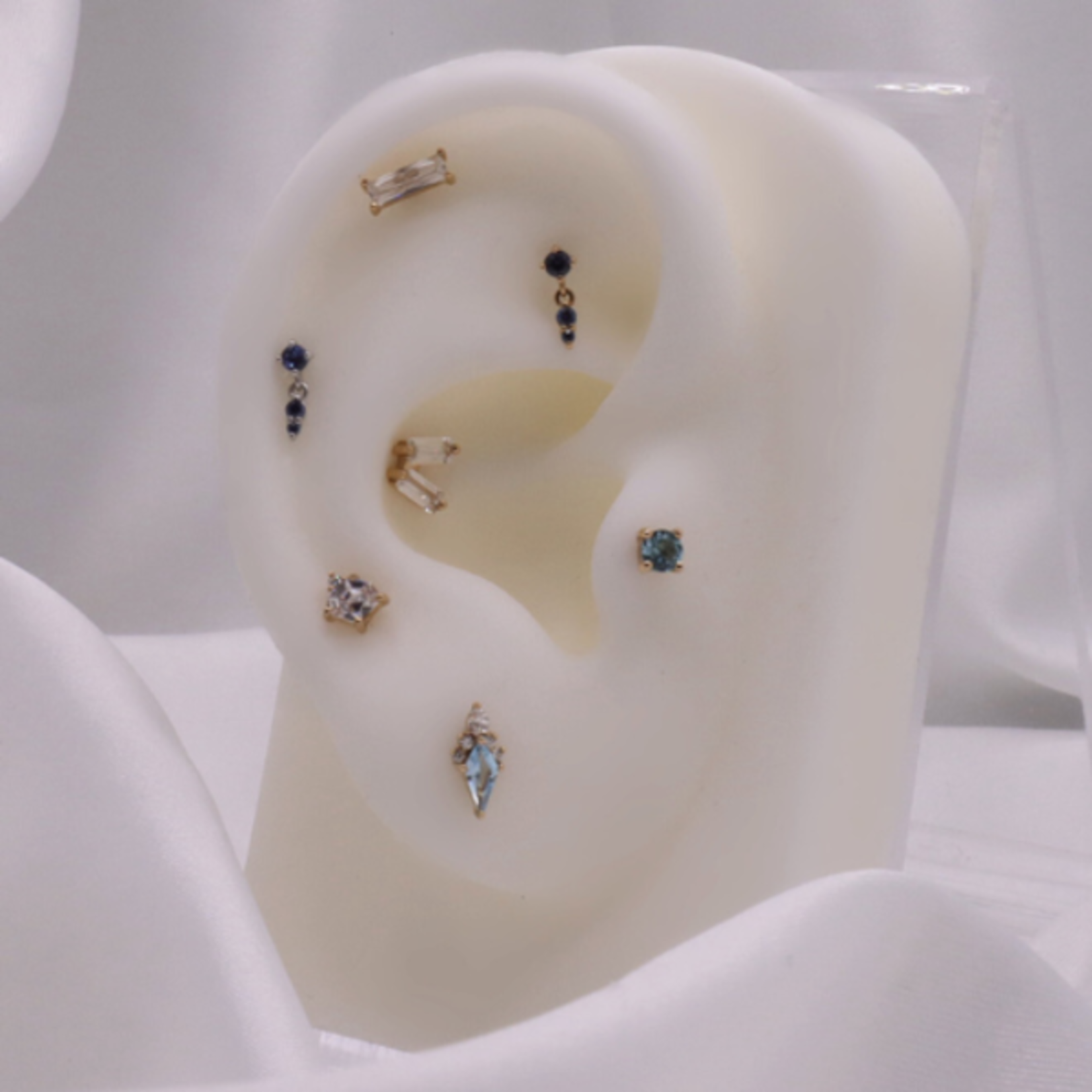 Buddha jewelry Afterglow Swiss Blue Topaz and Swarovski  cubic zirconia 14k Yellow Gold